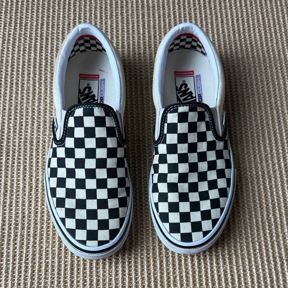Vans Black and White Checkerboard Slip-Ons